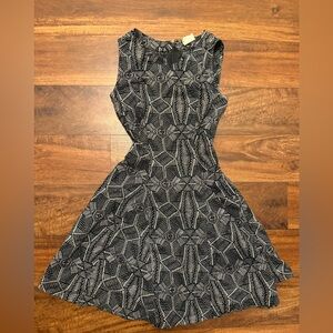 Mata Traders Black & White Geometric Fit-and-Flare Mini Dress